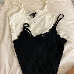 Ruffle hem cami seamless tank tops 2 piece set